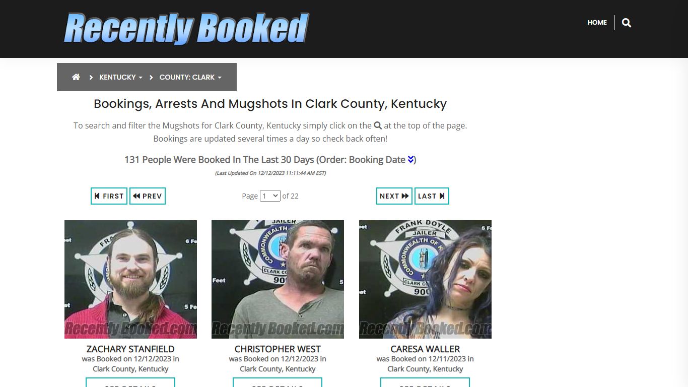 Recent bookings, Arrests, Mugshots in Clark County, Kentucky